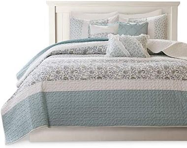 Madison Park MP13-2801 Dawn 6 Piece Cotton Percale Quilted Coverlet Set, Blue