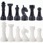 Radicaln Marble Chess Pieces Black and White 3.5 Inch King Figures Handmade 32 Chess Figures - Suitable for 16-20 Inch Chess Game - Board Games