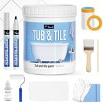 DWIL Tub Paint, Tub and Tile Refinishing Kit 35oz with Tools and 2 Grout Pen, White Bathtub Paint Water Based &Low Odor, Easy to Use Sink Paint for Bathroom Kitchen, Semi-Gloss White, 50-55sq.ft