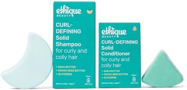 Ethique Beauty Curl-Defining Shampoo & Conditioner Bar Set for Thick, Curly Hair with Shea Butter - Plastic-Free, Vegan, Cruelty-Free - 2 Pack