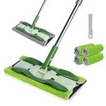 Masthome Microfiber Flat Mops for Floor Cleaning, Floor Mops with 4 Washable Pads & 151cm Long Handle, Double-Sided Household Wet & Dry Mops for Laminate Hardwood Tile Floors - Send Cleaning Scraper