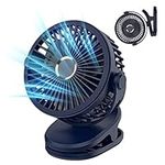 MILPROX USB Clip On Fan 7200 mAh [24 Hours Continues use] Battery Operated Rechargeable Portable MINI Handheld Desk Fan for Baby Stroller Car Gym Home Office Outdoor Traveling and Camping - Blue