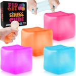 4PCS Stress Cube Stress Ball, Squishy Stress Balls for Adults, Sugar Ball Fidget Cube, Squishy Squeeze Sensory Balls, Fidget Cube Anxiety Relief for Kids