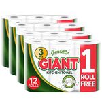 Gentille Giant 3 Ply Thickness Paper Towel | Extra Strong, Absorbent, Tough, Durable Kitchen Roll | Multipurpose Bulk Pack (12)