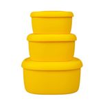 BLUE GINKGO Nesting Silicone Containers - Set of 3 Hard-Shell Silicone Food Storage Containers | BPA Free, Airtight, Dishwasher and Freezer Safe (6.7oz, 10oz, 20oz) - Yellow