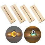 CDIYTOOL LED Lights Display Base, 4 Pack Wood LED Display Base for Acrylic Light Plate, 4 Inch Warm Lighted