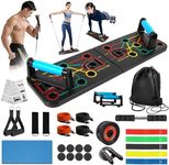 Wavar Portable Home Gym System: Large Compact Push Up Board, Pilates Bar & Fitness Accessories with Resistance Bands Ab Roller Wheel - Full Body Workout Set for Men and Women Gift