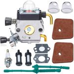 HOODELL Adjustable FS55 Carburetor, Easy-Start FS 55 Carb with Rebuild Kit, FS55R FS45 Carburetor for ZAMA STIHL String Hedge Trimmer Weed Eater Parts with Fuel Line Kit