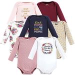 Hudson Baby unisex-baby Cotton Long-sleeve Bodysuits, Girls World 7-pack, 3-6 Months