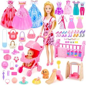 96 Pcs Doll Playset with Doll, Clothes and Accessories Set