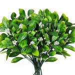 RECUTMS Artificial Shrubs Faux Plastic Bean Flowers Bushes Simulation Greenery Leaves UV Resistant Outdoor Plants Yard Veranda Indoor Home Wedding Decoration Table Arrangement 10 Pcs (White)