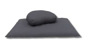 NutriBuck® ZAFU & Zabuton Meditation Yoga Mat Cushion Combo Filled with Buckwheat Hulls (Crescent Zafu and Zabuton (Grey))