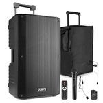VONYX VSA500BP Portable PA System, 800W Battery Powered Speaker with Wireless Microphone, Bluetooth, USB, SD, Headset, Rechargeable Battery Operated Speaker for Events