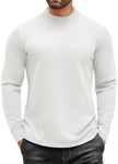 COOFANDY Men Mock Turtleneck Knitted Shirts Half Neck Sweater Long Sleeve Slim Fit High Neck T Shirts White