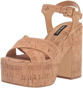 NINE WEST Women's Rilay Heeled Sandal, Real Cork 111, 8