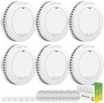 Rundur Mini Smoke Alarm Fire Detector 10 Year Battery Without Drilling Smoke Detector UL 217 Certified Flat Smoke Detectors for Adhesive Fire Alarms