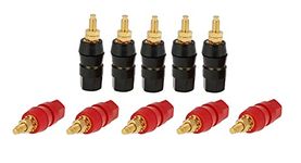 SS ROBOTICS Pair Banana Connector,Gold-Plated Banana Sockets For Speaker Terminal Binding Post, Terminal Binding Post Practical 5cm Length for Sound Console (5Set (Black & Red))