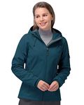 33,000ft Women's Waterproof Jacket, Ladies Lightweight Hooded Softshell Jacket Windproof Fleece Rain Jacket for Outdoor Hiking Dark Cyan L