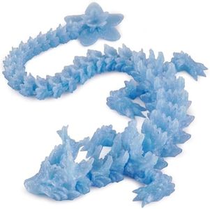 3D Printed Cherry Blossom Crystal Dragon, Articulated Movable Model - 12 Inch Decorative Fantasy Dragon for Display, Collection, and Unique Gift