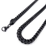 Konov Jewelry Mens Stainless Steel Necklace, Heavy Biker Link Chain, Black, with Gift Bag, C23627