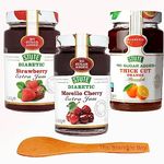 Diabetic Jam Marmalade Sugar Free Food Bundle - Stute Strawberry, Morello Cherry Jam & Thick Cut Orange 430g with Wooden Spreader - No Added Sugar, Preservatives, Artificial Additives - Vegan Friendly