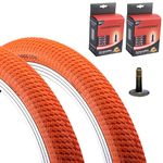 Vandorm Set of Bicycle Tyres 20 x 2.00 (54-406) Drifter BMX Street Orange Tires with Schrader Valve Inner Tubes (Pack of 2)