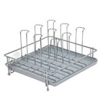 LEVON Stainless Steel Glass Stand for 6 and 9 Glass/Glass Holder for Kitchen/Dining Table Glass Stand (9 Rack) Color Silver, Tiered Shelf