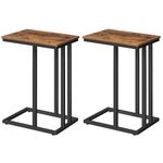 HOOBRO Side Tables, Set of 2, Snack Tables, Sofa Side Tables, C-Shaped Coffee Tables, Space Saving, Industrial Style, Sturdy Metal Frame, for Living Room, Bedroom, Rustic Brown and Black BF02SFP201G1