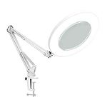 Hokone Lighting LED 5X Magnifying Lamp with Clamp 360°Adjustable Swivel Arm, Dimmable, Adjustable Color Temperature Utility Light for Crafts Reading Inspection and Professional Use