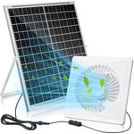 Tujoe Solar Powered Fan with Bracket, 20W Solar Panel and 8" Ventilation Vent Fan Solar Exhaust Fan for Shed Greenhouse Waterproof Solar Intake Fan for Chicken Coop Warehouse Kitchen(1 Set)