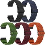 VNDAPT Elastic Watch Bands 16mm 18mm Quick Release Replacement Wristband, Adjustable Stretchy Nylon Watch Strap Sports Band for Men Women, (16mm, Black+Indigo+Army Green+Wine Red+Orange)