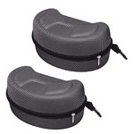 SUNTRADE Large Hard Sports Glasses Case, Snow Goggles Box, Sports Glasses Storage Holder, Protective Goggle Case,2pcs, Grid Black, One Size