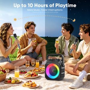 Karaoke Machine with 2 Wireless Microphones – Portable Bluetooth Speaker
