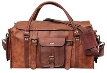 HLC 21" Mens Retro Style Carry on Luggage Flap Duffel Leather Duffel Bag