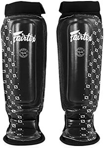 Fairtex SP6 Muay Thai Shin Guards for Men, Women, Kids | Shin Guards Made with Neoprene Material & are Premium, Lightweight & Durable | Reinforced Paddings on The Shins (Black/Small)