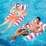 2-Pack Inflatable Pool Float Chair,Swimming Pool Floats,Water Hammock Floatie Raft Recliner with Bottom Mesh Pool Toys for Adults Swim Floating Party Vacation Fun and Rest (Rose Pink)