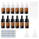 DONQL 5ml Pipette Dropper Bottle Set 12Pcs Sample Bottles Empty Tincture Bottles With Glass Pipette Small Replacement Glass Bottle With Funnel Pasteur