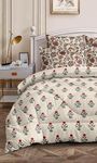 Furnistitchs Premium Glace Cotton Duvet Cover/Comforter Cover/Rajai Cover/Blanket Cover/Quilt Cover Single Size 60"X90" Inches - (Single 60X90, Cream Jaipuri, Zipper, 180)