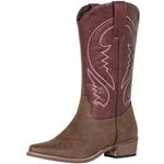 SheSole Cowboy Boots Woman Wide Calf Ladies Western Fashion Cowgirl Boots Brown Size US 8