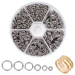 PH PandaHall Open Jump Rings 304 Stainless Steel, 1000pcs O Ring Connectors 4mm 5mm 6mm 8mm 9mm 10mm Wire 18-Gauge Close But Unsoldered Chainmail Rings for Earring Bracelet Making Repairing