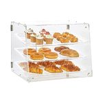 VEVOR Pastry Display Case, 3-Tier Commercial Countertop Bakery Display Case, Acrylic Display Box with Rear Door Access & Removable Shelves, Keep Fresh for Donut Bagels Cake Cookie, 20.7"x14.2"x16.3"