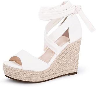 Womens Espadrilles Wedges Sandals Heels Open Toe Tie Lace Up Platform Ankle Strap Summer Dress Shoes