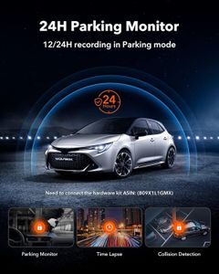 WOLFBOX 10" 4K Rear View Mirror Dash Cam – Dual Camera, WiFi, GPS, 64GB Card
