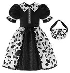 ReliBeauty Kids Dalmation Costume Girls Halloween Dress with Bag, 10-12/150