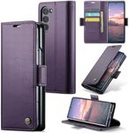 ELEPIK for Galaxy Z Fold 6 Case with Card Holder, Kickstand [3 Card Holder + 1 Cash Slot] [Durable PU Leather] Magnetic Wallet Phone Cover for Samsung Galaxy Z Fold 6, Fashion Purple