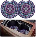 tifanso Car Cup Holder Coaster, 2 Pack Car Coasters for Cup Holders, Cup Drink Holder Coasters for Car, Cute Car Accessories for Women and Girl (Mandala)