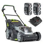 Murray 2 x 18 V Lithium-Ion 37 cm Cordless Lawn Mower+Murray 18V Lithium-Ion Grass Trimmer Body,30cm Cutting Width+18V Lithium-Ion Leaf Blower Body IQ18LB, 225 km/h Air Velocity