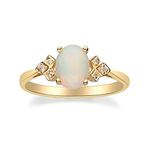Gin & Grace women's 14K Gold Natural Ethiopian Opal Ring With Real Diamonds | Ethically, Authentically & Organically Sourced (Oval) Shaped Opal Hand-Crafted Jewelry | Opal Ring … TW2113R-EO-9 Yellow 9