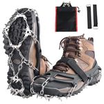 TRIWONDER Ice Cleats Crampons Traction Snow Grips Ice Grippers for Boots Shoes Women Men Kids Steel Spikes for Hiking Fishing Walking Climbing Mountaineering (Black - 24 Spikes, L)