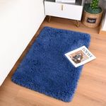 Terrug Fluffy Large Area Rugs for Living Room Bedroom, Navy 2x3 Rug Washable Shag Carpet, Super Soft Fuzzy Plush Non-Slip Cute Modern Kids Rug for Nursery College Dorm Classroom Kids Room Home Decor